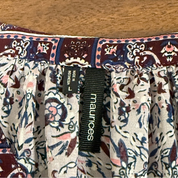 Maurices L Boho Floral Paisley Print V-Neck Tunic Blouse 3/4 Sleeve Top - Picture 6 of 9
